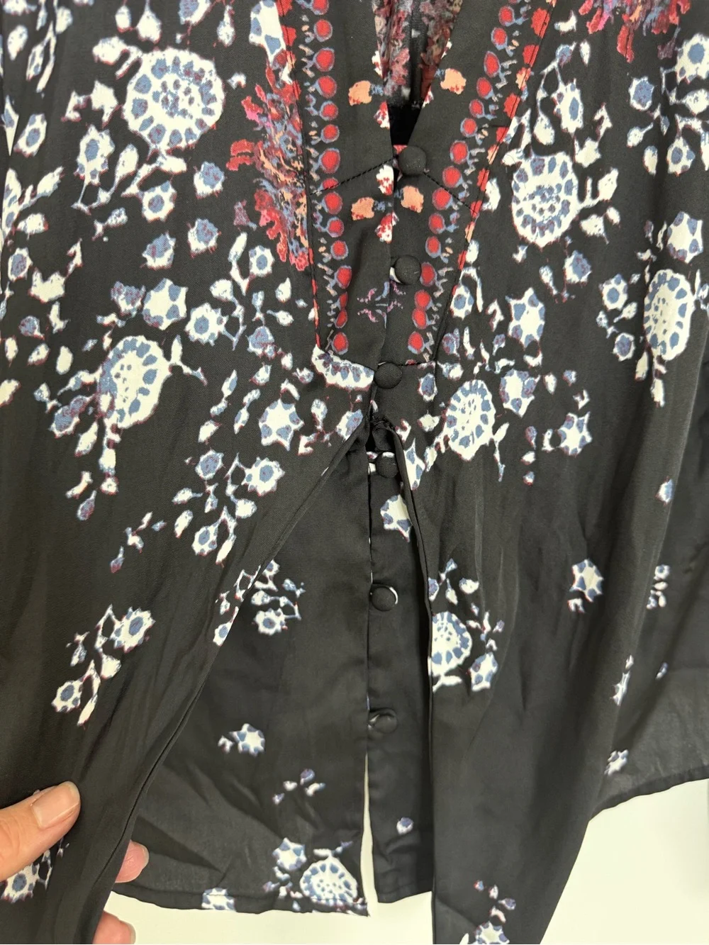 Free People Run Free Blouse Night Combo Bohemian Floral Paisley Women's Medium